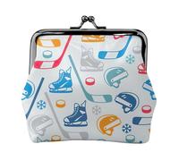 Hockey Elements Creative Patterned Print Practicality Coin Purse Cute Mini Coin Pouch for Women (4.52 x 4.13in) Exquisite, Black, One Size