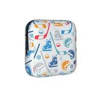 Hockey Elements Creative Patterned Print Sanitary Napkin Storage Bag, Portable Holder for Pads, Period Pouch for Teen Girls, Reusable Sanitary Bag