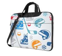 Hockey Elements Creative Patterned Print Soft Fabric Laptop Bag Oxford Cloth Shoulder Tote Comfortable Padded Case For Everyday Use