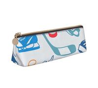 Hockey Elements Creative Patterned Print Stylish and Practical Pencil Case Large Capacity Triangle Pencil Pouch with Zipper