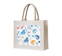 Hockey Elements Creative Patterned Print Stylish Tote Bag Reusable Shopping Eco-Friendly Canvas Travel Outdoor Everyday