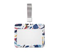 Hockey Elements Creative Patterned Printed ID Badge Holder with Lanyard, Clear Plastic Badge Holder for Work, School, Hospital, Security - Water Resistant & Dirt Proof