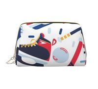 Hockey Elements Creative Patterned Printed Makeup Bag for Women Portable Leather Make up Bag Travel Zipper Cosmetic Bags Organizer