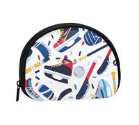 Hockey Elements Creative Patterned Printed Mini Coin Pouch, Shell Shape Zip Around Wallet, Small Zipper Pouch for Cash, Cards, Keys, Lipstick, Storage Pouch, Travel Organizer