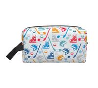 Hockey Elements Creative Patterned Printed Storage Bag, Large Capacity Travel Toiletry Pouch for Cosmetic and Makeup Organizer