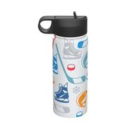 Hockey Elements Creative Patterned Printing The Print 18 Oz Stainless Steel Sports Insulated Kettle with Lid for Adult Men Women