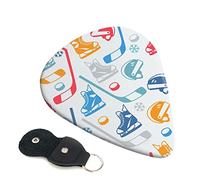 Hockey Elements Creative Patterned Set Of 6 Guitar Plectrums For Acoustic Guitar, Electric Guitar, Bass, Ukulele - Thin, Medium And Thick.