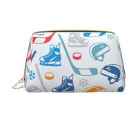 Hockey Elements Creative Patterned Toiletry Travel Bag, Portable Cosmetic Organizer For Women, On-The-Go, White, One Size