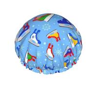 Hockey Elements Creative Patterned Women Luxury Shower Cap, Double Protection Layers Elastic, Reusable Adjustable Shower Bonnet