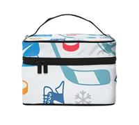 Hockey Elements Creative Print Portable Makeup Case with Versatile Zipper for Large Capacity Polyester Makeup Bag, Black, One Size, Black/White, One Size