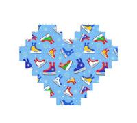 Hockey Elements Print Building Brick Block Puzzle Heart Shape Brick Puzzle 3D Jigsaw DIY Home Decor