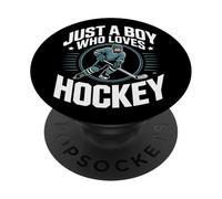 Hockey Fan Just A Boy Who Loves Hockey Ice Skater Youth PopSockets Adhesive PopGrip