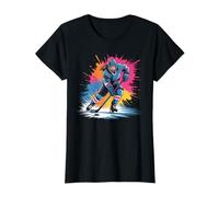 Hockey Girl Colorful Design Skater Female Ice Hockey Girls T-Shirt