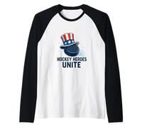 Hockey Heroes Unite Patriotic Art Raglan Baseball Tee