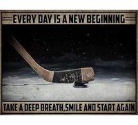 Hockey Ice Hockey Retro Metal Tin Sign Wall Decor Vintage Sign for Home Kitchen Cafe Bar Restaurant 8x12 inch