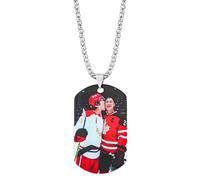Hockey Jersey Dog Tag Pendant Necklace,24 81 Ilya & Shane Merch Pendent, Rainbow Background, Silver Chain, 1.97x1.14in, Sports Fan Jewelry, M, Stainless Steel, No Gemstone