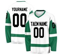 Hockey Jersey for Mens/Boys Custom Personalized Ice Hockey Long Sleeve Practice Shirts Customizable Number Name Logo Team Green
