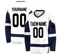 Hockey Jersey for Mens/Boys Custom Personalized Ice Hockey Long Sleeve Practice Shirts Customizable Number Name Logo Team Navy