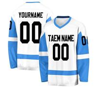 Hockey Jersey for Mens/Boys Custom Personalized Ice Hockey Long Sleeve Practice Shirts Customizable Number Name Logo Team Blue