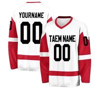 Hockey Jersey for Mens/Boys Custom Personalized Ice Hockey Long Sleeve Practice Shirts Customizable Number Name Logo Team Red