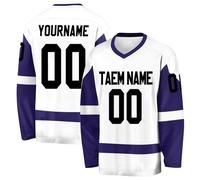 Hockey Jersey for Mens/Boys Custom Personalized Ice Hockey Long Sleeve Practice Shirts Customizable Number Name Logo Team Purple