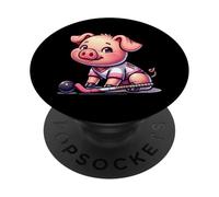 Hockey Pig With Stick And Ball H Team Mascot PopSockets Adhesive PopGrip