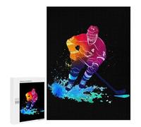 Hockey Player Colorful Wood Puzzles for Adults And Family Vertical Version Game Interesting Creative Gift Wooden Jigsaw Puzzle