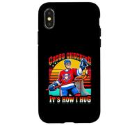 Hockey Player Cross Checking It's How I Hug Vintage Sport Case for iPhone X/XS