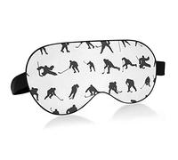 Hockey Player Doing Different Actions Eye Masks Cover Blocks Light Sleep Mask Shade Cover Blindfold Relaxing Eyeshade Cover with Adjustable Head Strap for Men Women Kids