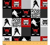 Hockey Player Fabric by The Yard Kids Boys Girls Buffalo Check Plaid Puck Hockey Decorative Waterproof Outdoor Fabric Sports Event Upholstery Fabric for Chairs Ice Hockey DIY Fabric, 1 Yard