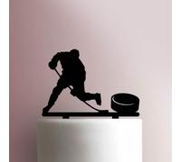 Hockey Player with PuckAcrylic Cake Topper 3mm Thick Premium Laser Cut Cake Decoration for Birthday, Wedding, Baby Shower & Party Cakes Durable Reusable