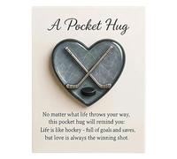 Hockey Pocket Hug Gift Card, 2D Mini Heart Keepsake with Crossed Sticks & Puck, Inspirational Hockey Gift for Players, Teammates Fans, Christmas, Birthday, or Encouragement Present (Gray-1Pc)