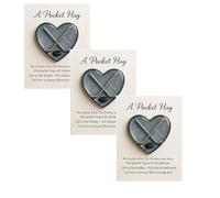 Hockey Pocket Hug Gift Card, 2D Mini Heart Keepsake with Crossed Sticks & Puck, Inspirational Hockey Gift for Players, Teammates Fans, Christmas, Birthday, or Encouragement Present (Gray-3Pcs)