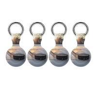 Hockey Puck And Stick Sliding Across The Ice Protective Case Compatible for Airtag Silicone Tracker Holder Tracker Cover with Key Ring 4PCS