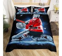Hockey-Puck Super King Duvet Cover Set 3D Printed Teen Sports Bedding Set Ultra Soft Microfiber Quilt Cover 220x260 cm for Double Bed with 2 Pillowcases with Zipper L.1500