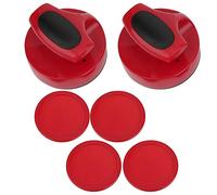 Hockey Pusher, Hockey Game Table 94MM Slider Pusher Set with 4 Pucks Large Size Red Accessories for Game Tables Equipment, Gift for Hockey Lovers Players