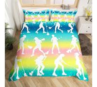 Hockey Single Duvet Cover Set Sports Theme Bedding Sets 3D Print Ultra Soft Microfiber Quilt Cover 150 x 200 cm Comforter Covers with Zippe and 2 Pillowcases E-1161