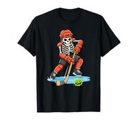 Hockey Skeleton Player Skull Ice Rink Halloween T-Shirt