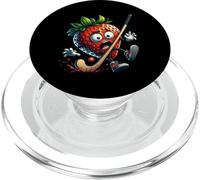 Hockey Strawberry Panic Cartoon Fruit Sports Humor PopSockets PopGrip for MagSafe