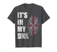 Hockey Team Flag GB It's in My DNA Union Jack T-Shirt, Men, Dark Heather Grey, X-Large