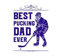 Hockey Typography Best pucking dad Ever Vinyl Wall Stickers 49.4x65.5cm Waterproof DarkBlue