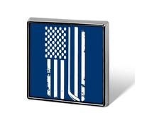 Hockey U.S.A Flag Square Metal Badges Decorative Brooches Fashionable Lapel Pin for Hat Backpack Clothing