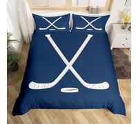 Hockeypuck Super King Duvet Cover Set 3D Printed Blue Hockey Bedding Set Ultra Soft Microfiber Quilt Cover 220x260 cm for Double Bed with 2 Pillowcases with Zipper L.1362