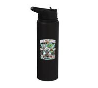 Hockeysaurus Dinosaur Ice Hockey Player Rink Stainless Steel Insulated Water Bottle