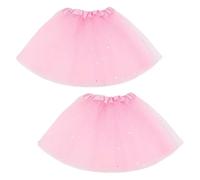 Hocklliy 2 Pcs Pink Tutu, Elastic 3 Layered Fluffy Pink Tutu Skirts,Sequin Star Ballet Princess Dress for Birthday Dance Performance Party
