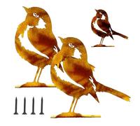 Hocklliy 2 Pcs Rusty Metal Robin Garden Ornament with Screws, Lifelike Garden Ornaments Outdoor, Fence Topper Decoration for Yard Patio Lawn