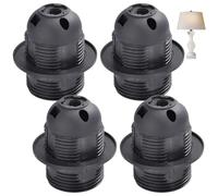 Hocklliy 4 Pcs E27 Lamp Holder,Black E27 Bulb Holder with 10mm Threaded Entry for Table Ceiling Pendant Lights Fitting Parts