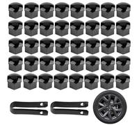 Hocklliy 40 Pcs 17mm Wheel Nut Covers with 2 Pcs Removal Tool, Hexagonal Black Wheel Nut Covers Easy Installation Universal Fit for Most Car Models