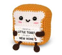 Hocklliy Housewarming Gift,Handmade Cute Toast Emotional Support Crochet with 'Here's A Little Toast to Your New Home' Message Card,New House Gift Ideas for Friends Family