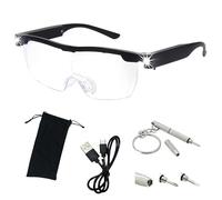 Hocklliy Magnifying Glass with Light USB Rechargeable 160% Magnification LED Lights Anti Blue Light Magnifying Glasses Hands Free Head Magnifiers Spectacles for Hobbies Reading Craft Close Work